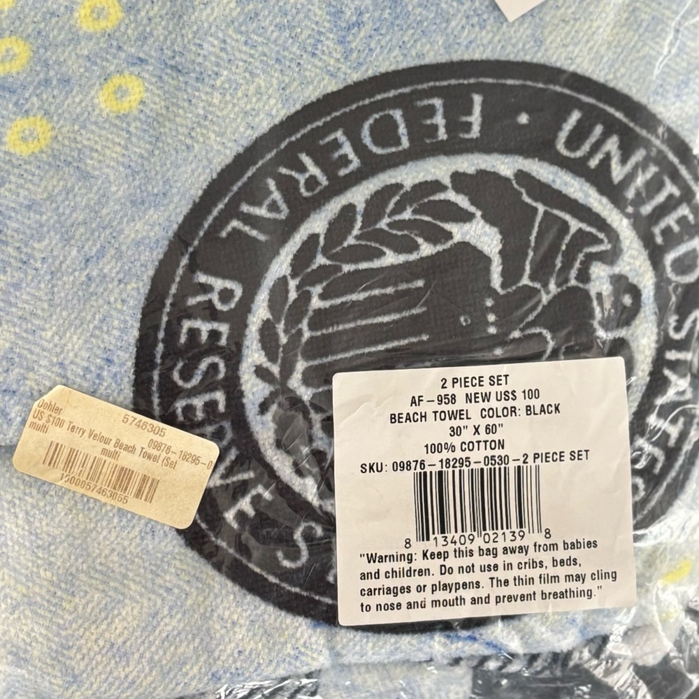 Dohler US$100 Terry Velour Beach Towel 2 Piece Set